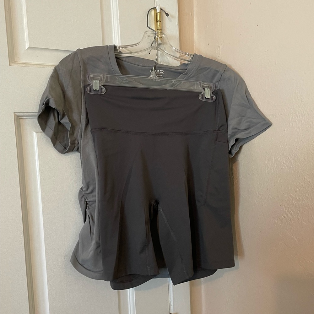 Chic Gray Short Sleeve and Shorts Set